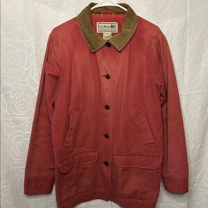 L.L. Bean Women’s Vintage Crimson Coat with Brown Corduroy Collar. Size Large
